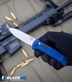 Benchmade 4400-1 Casbah Automatic Knife Blue Grivory (3.4" Satin) -Rambo Knives Shop Benchmade 4400 1 Casbah Automatic Knife Blue Grivory Satin BHQ51629 kp in hand web