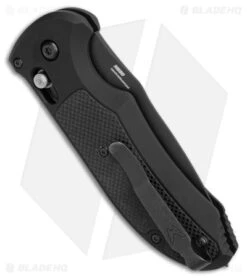 Benchmade Triage Automatic Knife Black (3.35" Black Serr) 9160SBK -Rambo Knives Shop Benchmade Auto Triage Auto Black Black Serr BHQ 20033 jr side