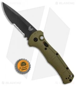 Benchmade Claymore Auto Knife OD Green Grivory (3.6" Black Serr) 9070SBK-1 -Rambo Knives Shop Benchmade Claymore Auto Ranger Green Grivory Black Serr 9070SBK 1 BHQ 118571 jr bottlecap