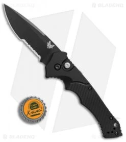 Benchmade Rukus II Automatic Knife (3.4" Black Serr) 9600SBK -Rambo Knives Shop Benchmade Rukus 2 black serr BHQ 74379 er bottlecap