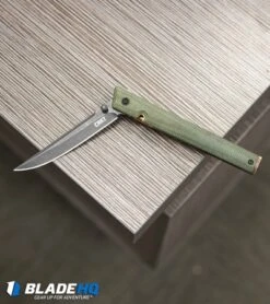 CRKT CEO Liner Lock Knife Green Micarta (3.1" Smokewash D2) BHQ Exclusive -Rambo Knives Shop CRKT CEO Liner Lock Knife Green Micarta BHQ Exclusive D2 BHQ 101007 kp desk web