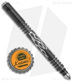 Hinderer Knives Aluminum Investigator Pen Flames (SS Stonewash Black DLC) -Rambo Knives Shop Hinderer Knives Aluminum Investigator Pen Flames SW Black DLC BHQ 136382 jr bottlecap