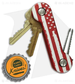 KEY-BAR Preamble W/ American Flag Red Aluminum Pocket Key Holder/Organizer -Rambo Knives Shop KeyBar Red Anodized Aluminum Flag BHQ 99596 jr bottlecap