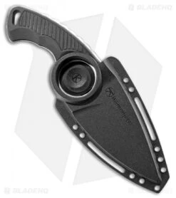 Kilimanjaro Stretta Drop Point Neck Knife Black Rubber (3.125" Satin) 910106 -Rambo Knives Shop Kilimanjaro Stretta DP Black Rubber Satin BHQ 55363 jr sheath 2