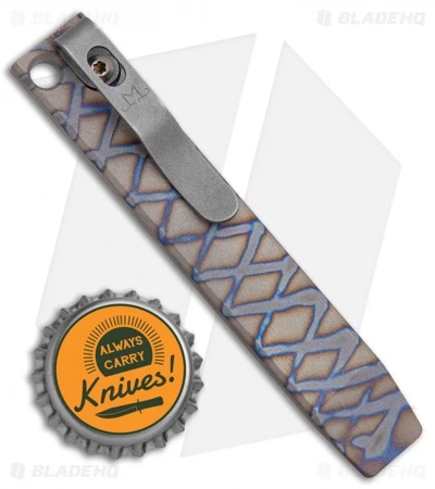 Maverick Customs 4" Ti Pocket Pry Bar Tool - Crosshatch Flamed 3 Maverick Customs 4" Ti Pocket Pry Bar Tool - Crosshatch Flamed - Image 3