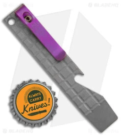 Maverick Customs Pocket Pry Bar Tool Frag Stonewash/Purple Titanium (4") -Rambo Knives Shop Maverick Customs 4in Ti Pocket Pry Bar Tool Frag Gray Pruple BHQ 174223 jr bottlecap