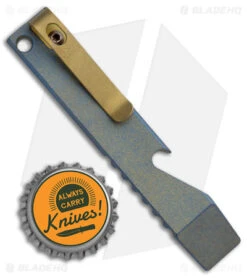 Maverick Customs Pocket Pry Bar Tool Milled Blue/Gold Titanium (4") -Rambo Knives Shop Maverick Customs 4in Ti Pocket Pry Bar Tool Milled Blue Gold BHQ 174213 jr bottlecap