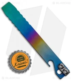 Maverick Customs 5" Titanium Pocket Pry Bar Tool Bottle Opener - Spectrum -Rambo Knives Shop Maverick Customs 5in Ti Pocket Pry Bar Bottle Opener Spectrum BHQ 86285 jr bottlecap