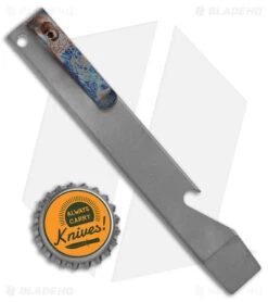 Maverick Customs Pocket Pry Bar Tool Stonewash Anodized Titanium (5") -Rambo Knives Shop Maverick Customs 5in Ti Pocket Pry Bar Tool SW Standard Gray Blue Flame BHQ 174227 jr bottlecap