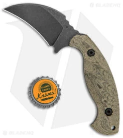 Toor Knives Karsumba Karambit Fixed Blade Green Canvas Micarta (2.5" Black SW) -Rambo Knives Shop Toor Knives Karsumba Burlap Green jr bottlecap