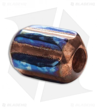 TiSurvival Copper/Titanium Hex Lanyard Bead - Blue Accent 2 TiSurvival Copper/Titanium Hex Lanyard Bead - Blue Accent - Image 2